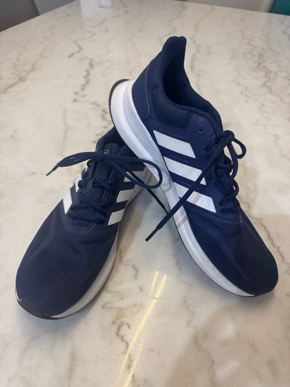 adidas Navy Athletic Running Shoes with White Stripes
